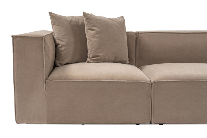 Atelier Del Sofa Sofá Sora 3 de 3 Plazas, Color Cappuccino, Tela 100% Lino, 270 cm Ancho